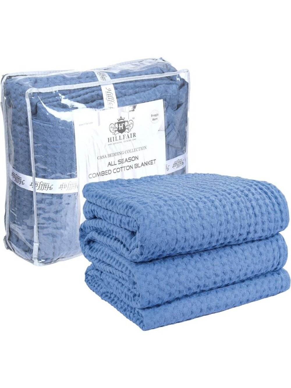 XXL Oversized 100% Cotton Blanket - Soft Breathable Waffle Design - Family Size